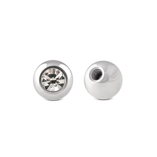 18g–16g Externally Threaded Bezel Set Jewel Replacement Ball — Price Per 1 - Monster Steel