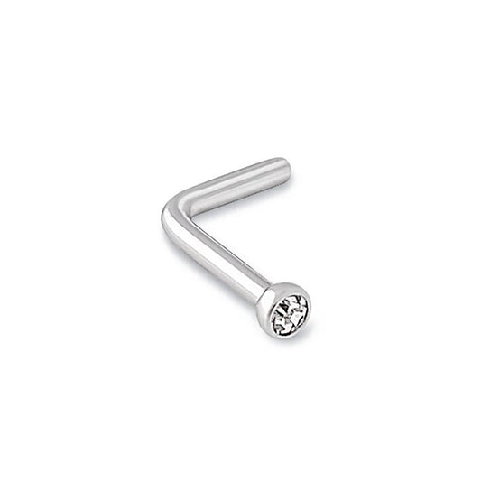 18g Bezel Set Jeweled Martini Glass L-Bend Nose Screw — Price Per 1 - Monster Steel
