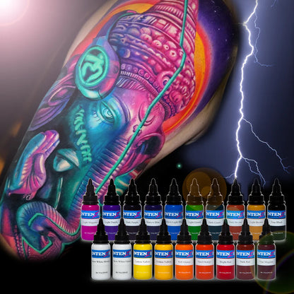 Basic 1/2oz Color Set - Intenze Tattoo Ink - 19 Bottles - Monster Steel