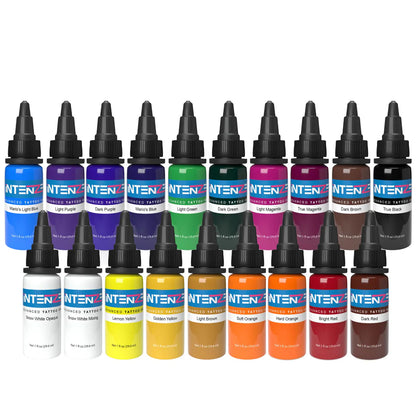 Basic 1/2oz Color Set - Intenze Tattoo Ink - 19 Bottles - Monster Steel