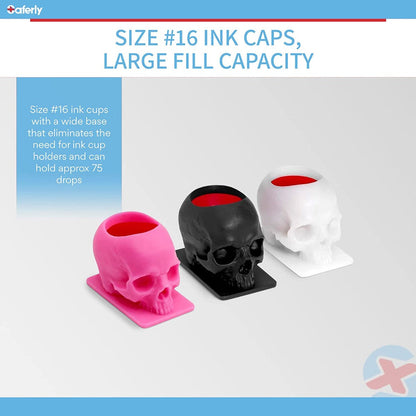 Saferly Skull Ink Caps — Size #16 (Large) — Bag of 200 - Monster Steel