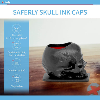 Saferly Skull Ink Caps — Size #16 (Large) — Bag of 200 - Monster Steel