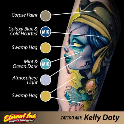 Eternal Tattoo Ink - Kelly Doty Resurrection Ink Set of 4 — 1oz Bottles - Monster Steel