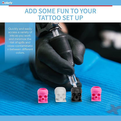 Saferly Skull Ink Caps — Size #16 (Large) — Bag of 200 - Monster Steel
