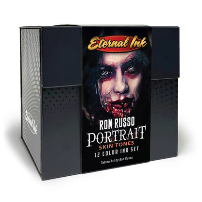 Eternal Tattoo Ink - Portrait Skin Tone Color Set of 12 - 1oz Bottles - Monster Steel