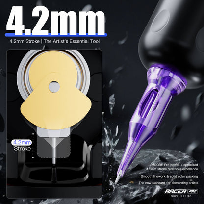 Dragonhawk Mast Racer Pro Wireless Tattoo Pen Machine — Black — 4.2mm Stroke - Monster Steel