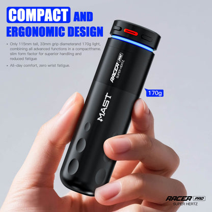 Dragonhawk Mast Racer Pro Wireless Tattoo Pen Machine — Black — 4.2mm Stroke - Monster Steel
