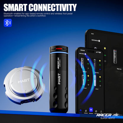 Dragonhawk Mast Racer Pro Wireless Tattoo Pen Machine — Black — 4.2mm Stroke - Monster Steel