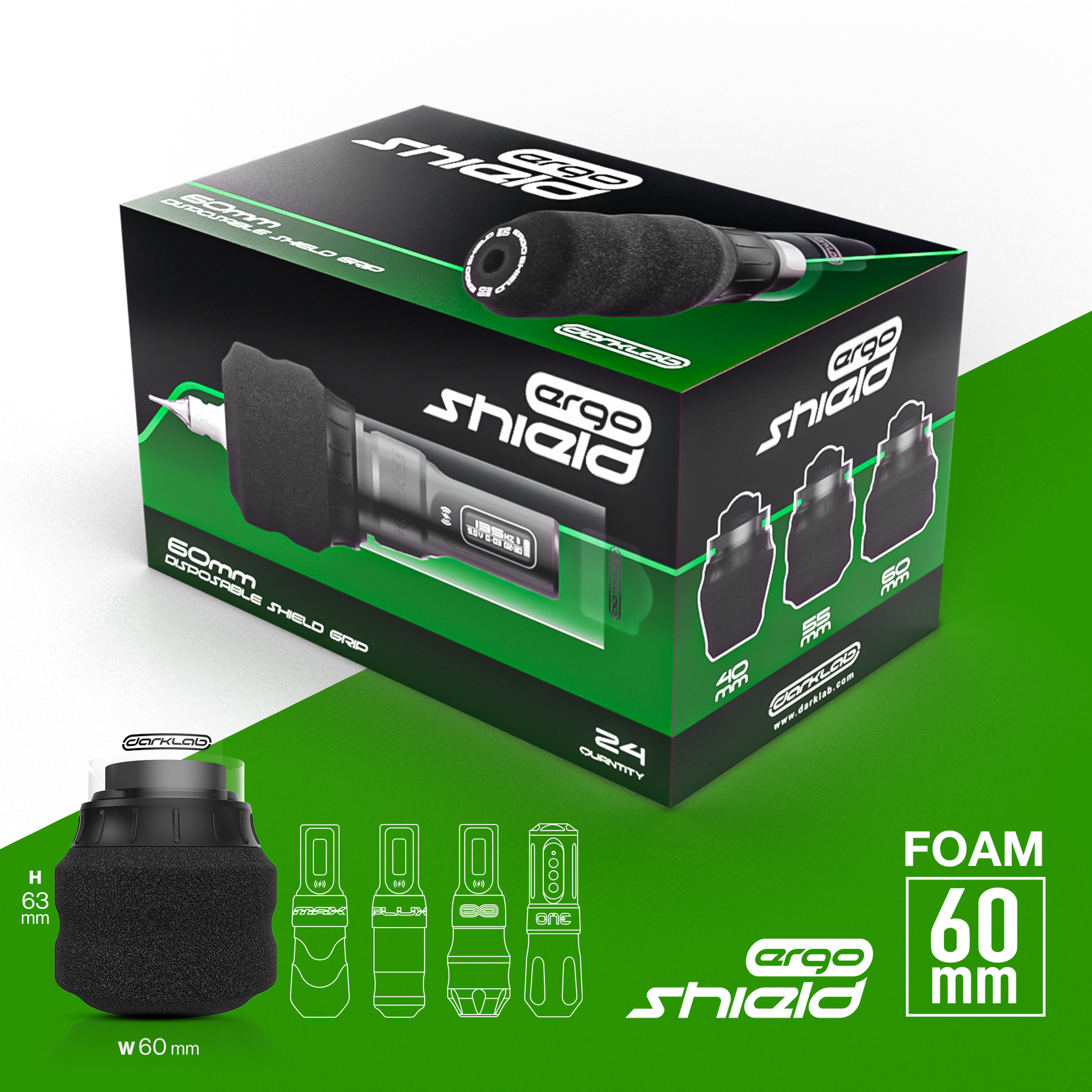 Darklab ErgoShield 60mm Grip — Box of 24 - Monster Steel