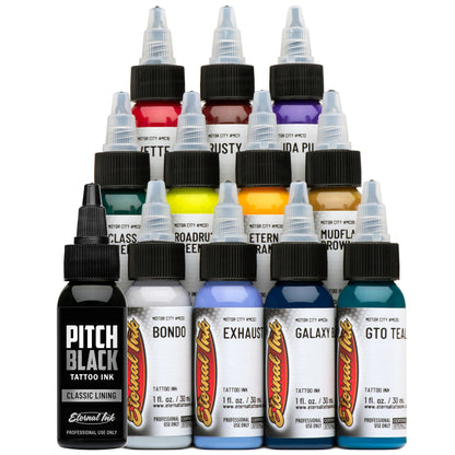 Eternal Tattoo Ink - Motor City Set of 12 - 1oz Bottles - Monster Steel