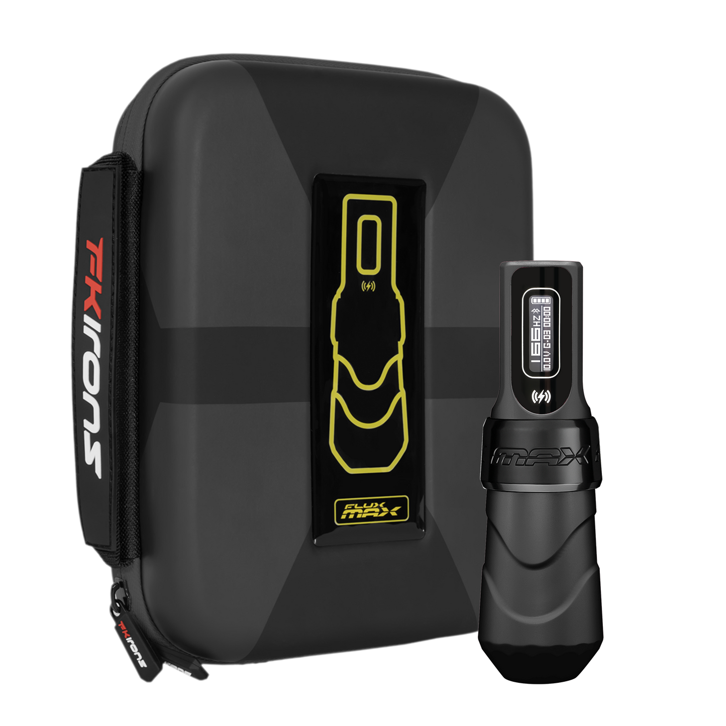 FK Irons Flux Max Tattoo Machine with 1 PowerBolt 2.0 — Pick Color and Stroke Length - Monster Steel