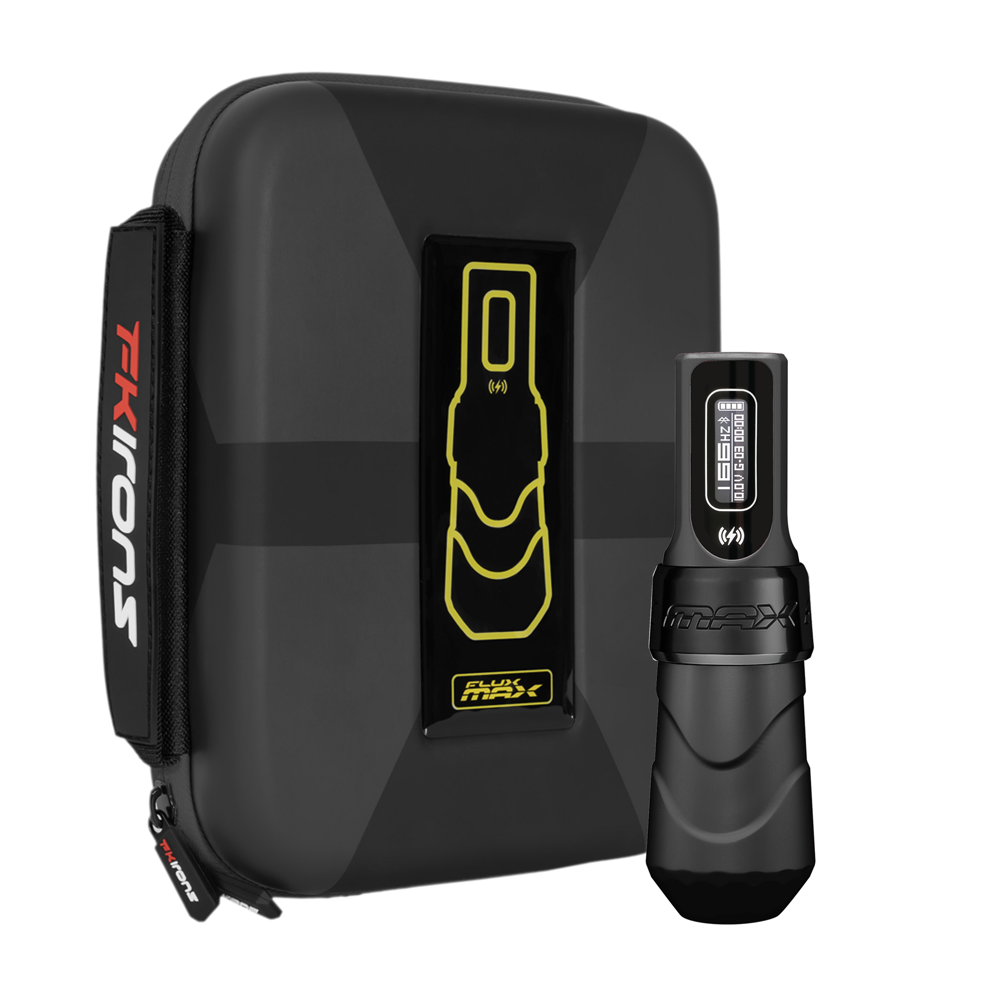 FK Irons Flux Max Tattoo Machine with 1 PowerBolt 2.0 — Pick Color and Stroke Length - Monster Steel