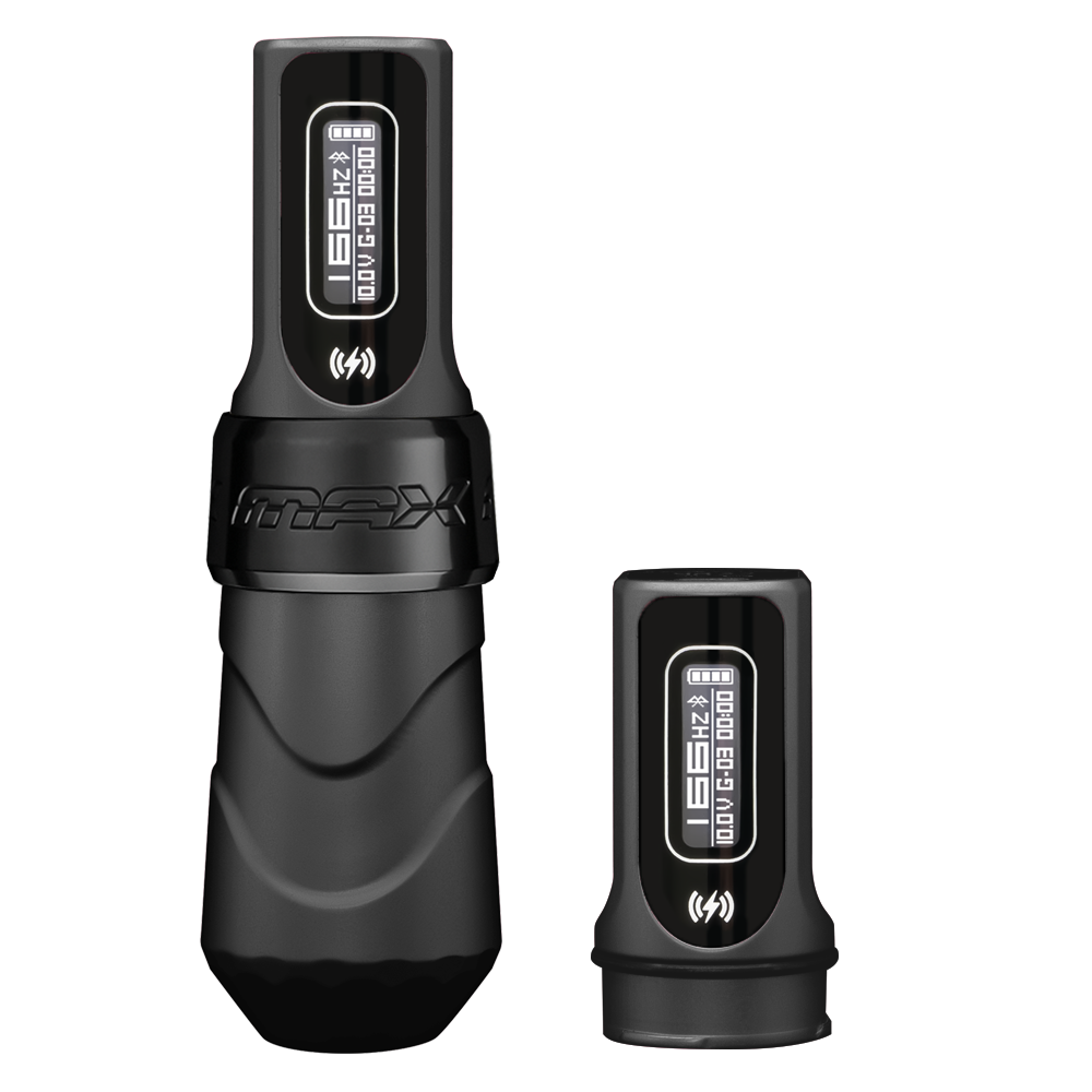 FK Irons Flux Max Tattoo Machine with 2 PowerBolt 2.0 — Pick Color and Stroke Length - Monster Steel