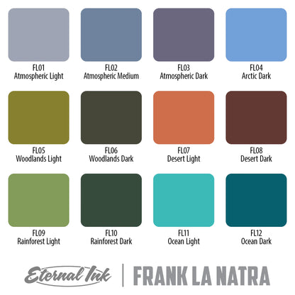 Eternal Tattoo Ink - Frank La Natra Atmospheric Landscapes Set of 12 - 1oz Bottles - Monster Steel
