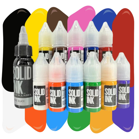 12 Color Mini Travel Set - Solid Ink - 10ml Bottles