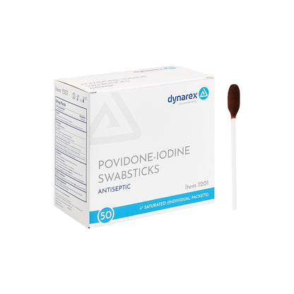 Dynarex Povidone-Iodine Swabsticks - Box of 50 - Monster Steel