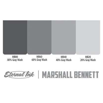 Eternal Tattoo Ink - Marshall Bennett Signature 1oz Gray Wash Set - Monster Steel