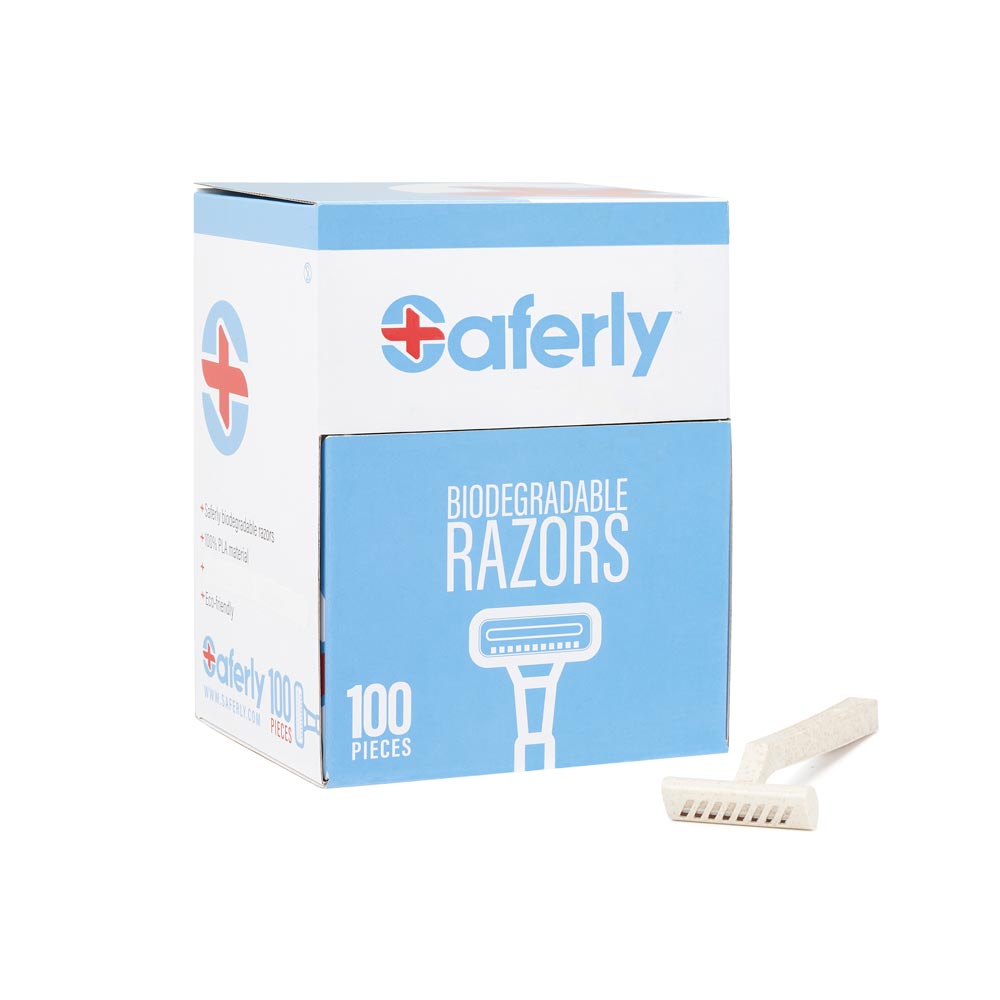 Saferly Stainless Steel Biodegradable Skin Prep Razors — Box of 100 - Painful Pleasures