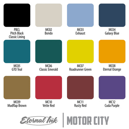 Eternal Tattoo Ink - Motor City Set of 12 - 1oz Bottles - Monster Steel