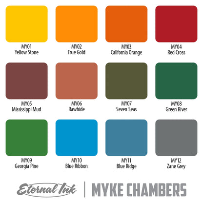 Eternal Tattoo Ink - Myke Chambers Signature Series Set of 12 - 1oz Bottles - Monster Steel