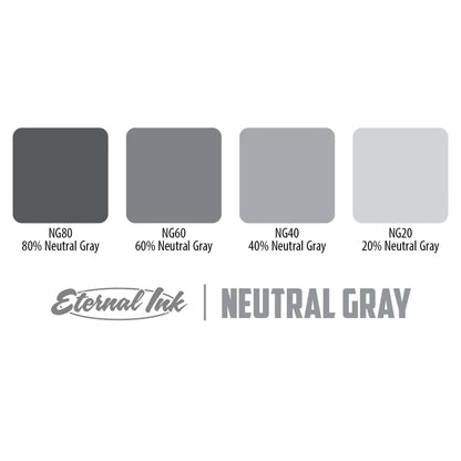Eternal Tattoo Ink - Eternal Ink Neutral Gray Ink Set - Four 1oz Bottles - Monster Steel