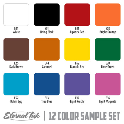 Eternal Tattoo Ink - Sample Color Set of 12 - 1oz Bottles - Monster Steel