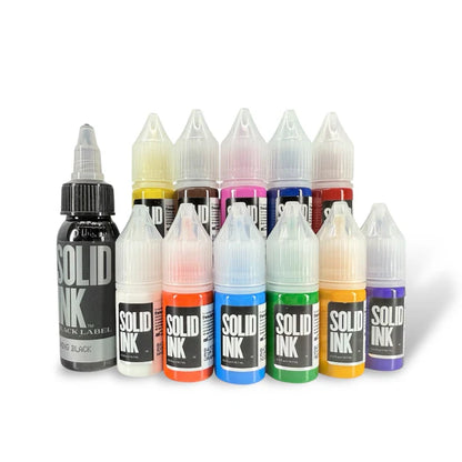 12 Color Mini Travel Set - Solid Ink - 10ml Bottles