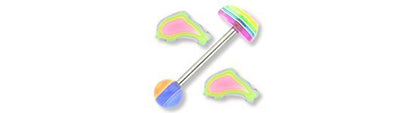 14g 5/8” Acrylic Color Layer Straight Barbell- 100 Piece Deal- Dolphin