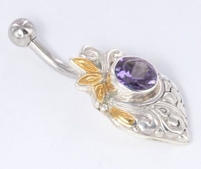 14g 7/16" Gold Plated Merpati Indonesian Belly Button Ring - Monster Steel