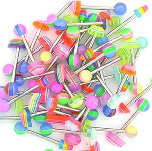14g 5/8" Acrylic Funky Mix Straight Barbells - Price Per 10 - Monster Steel