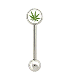 14g 5/8" Pot Leaf/ 420 Straight Barbell - Monster Steel