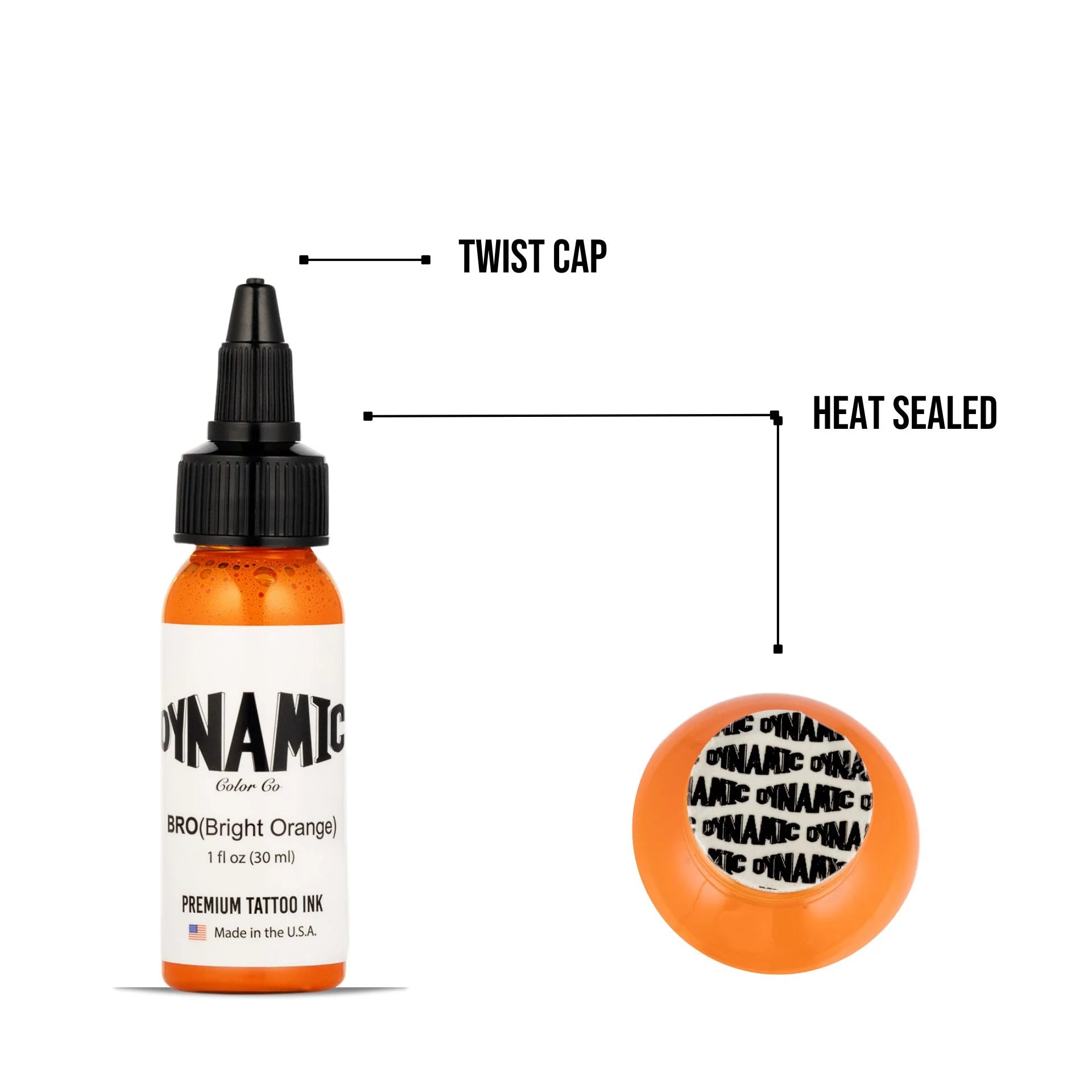 Dynamic Tattoo Ink Bright Orange 1 oz - 4