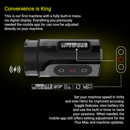 FK Irons Flux Max Tattoo Machine with 2 PowerBolt 2.0 — Pick Color and Stroke Length - Monster Steel