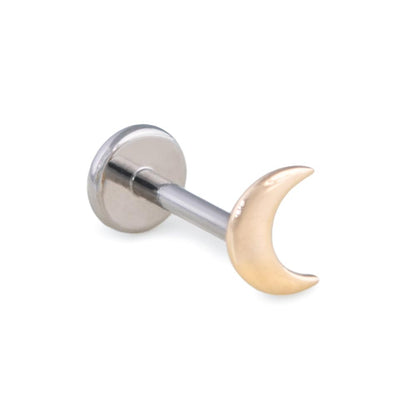 or 14g Crescent Moon 14kt Yellow Gold Push Pop Top — Price Per 1 (thumb)