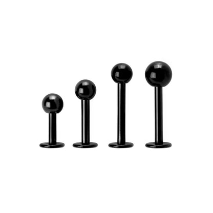 14g Externally Threaded PVD Black Titanium Labret Post w/ Ball — Price Per 1 - Monster Steel