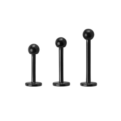 16g Externally Threaded PVD Black Titanium Labret Post w/ Ball — Price Per 1 - Monster Steel