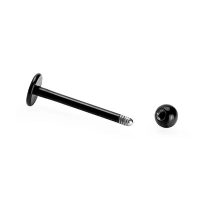 16g Externally Threaded PVD Black Titanium Labret Post w/ Ball — Price Per 1 - Monster Steel
