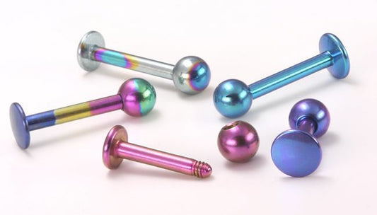 16g Titanium Grade 23 Labrets 1/4" - 3/8" 18 Color Choices - Monster Steel