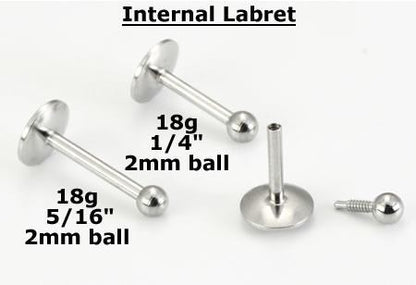 18g Stainless Steel Labret Internally Threaded - Monster Steel
