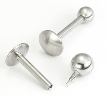16g Internally Threaded Steel Ball Labret – UFO Rounded Back Disc - Monster Steel