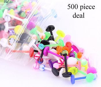 16g 3/8" PTFE Labret Mix with 3mm Balls - Price Per 500 - Monster Steel