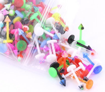 16g 3/8" PTFE Labret Mix with 3mm Cones - Open Bag