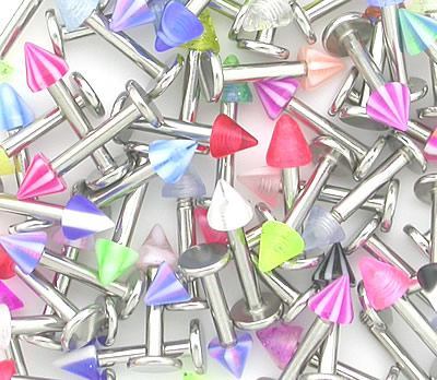 14g Labrets Deal with Acrylic Cones - Price Per 10 - Monster Steel
