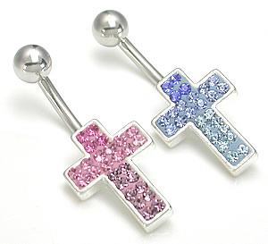 Jewel Explosion Cross Belly Button Ring