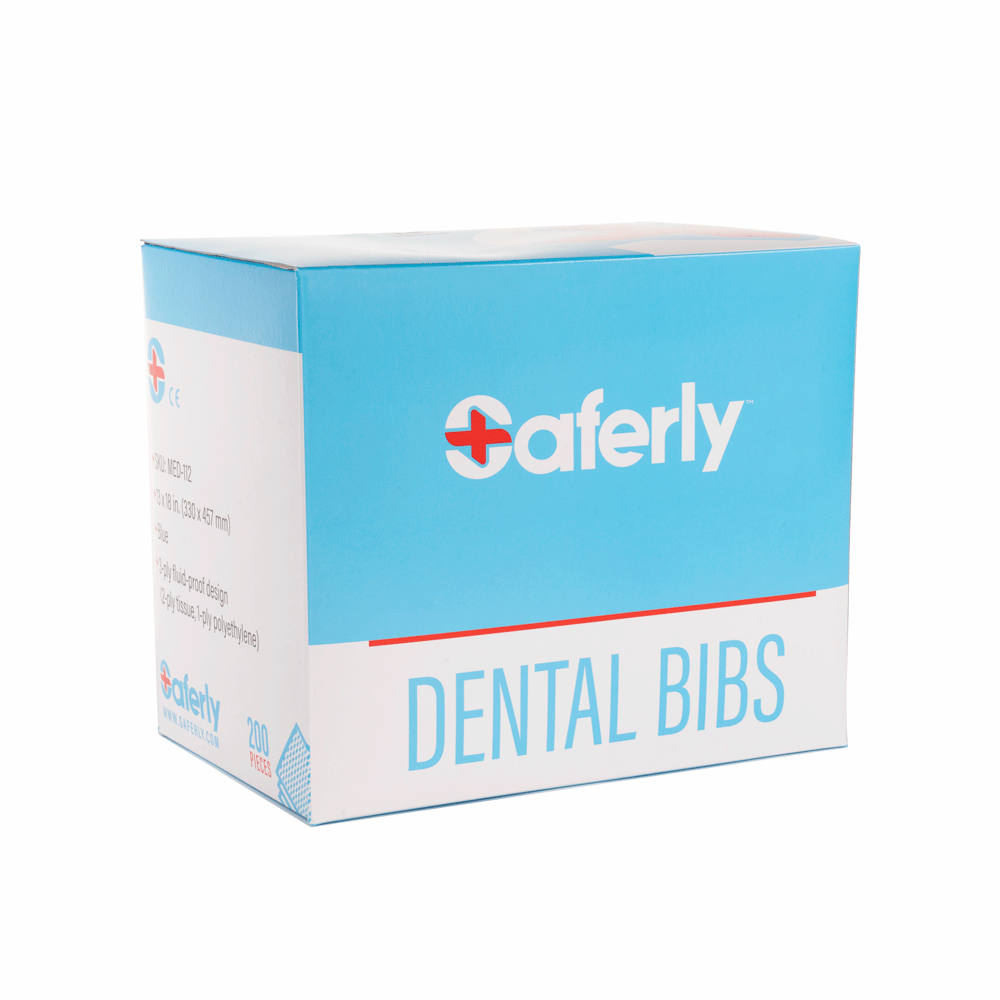 Saferly Dental Bibs 13" x 18" — Box of 200 — Pick Color - Monster Steel