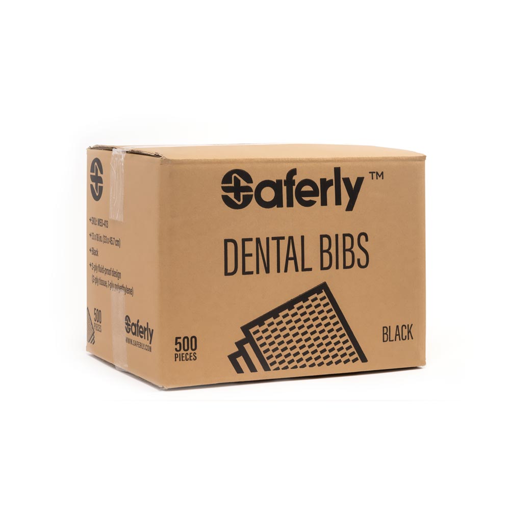 Saferly Medical Black Dental Bibs — 13” x 18” — Case of 500 - Painful Pleasures