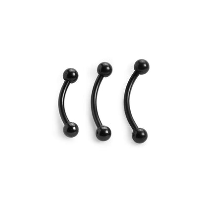 16g Externally Threaded PVD Black Titanium Bent Barbell w/ Balls — Price Per 1 - Monster Steel