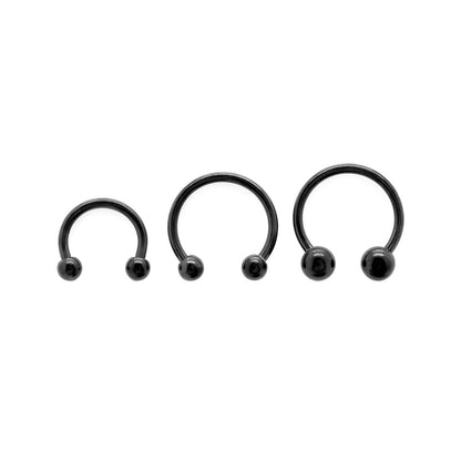 16g Externally Threaded PVD Black Titanium Circular Barbell w/ Balls — Price Per 1 - Monster Steel