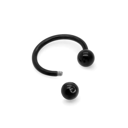 14g Externally Threaded PVD Black Titanium Circular Barbell w/ Balls — Price Per 1 - Monster Steel