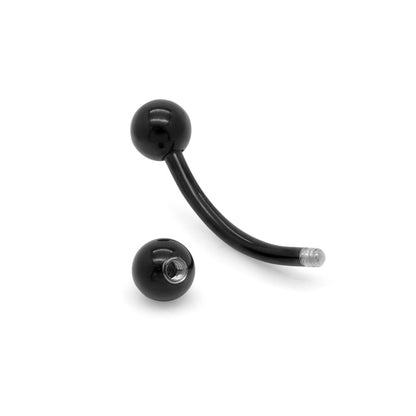14g Externally Threaded PVD Black Titanium Bent Barbell w/ Balls — Price Per 1 - Monster Steel